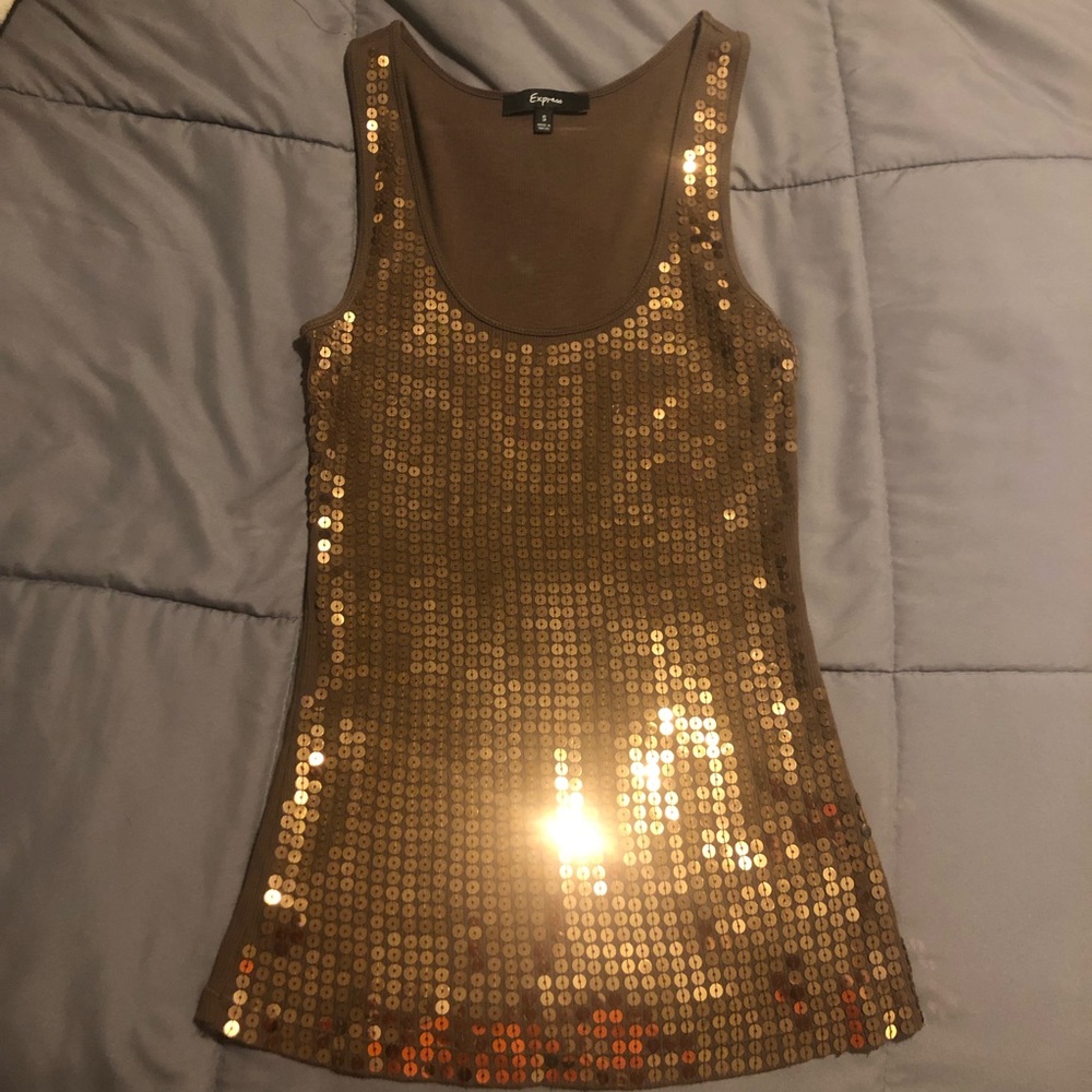 Express brown sequin tank Small